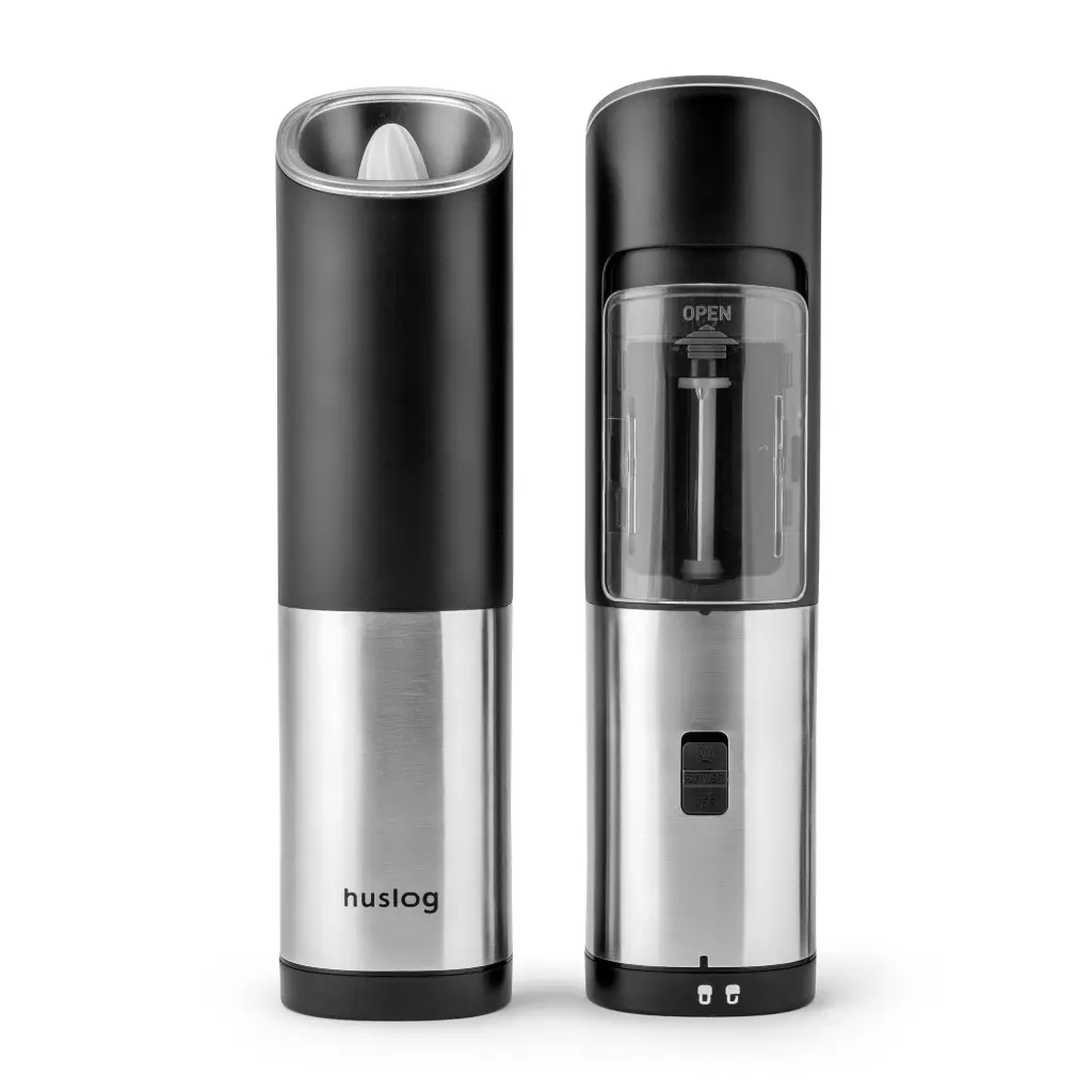 HUSLOG Battery operated spice grinder set PepperPound silver