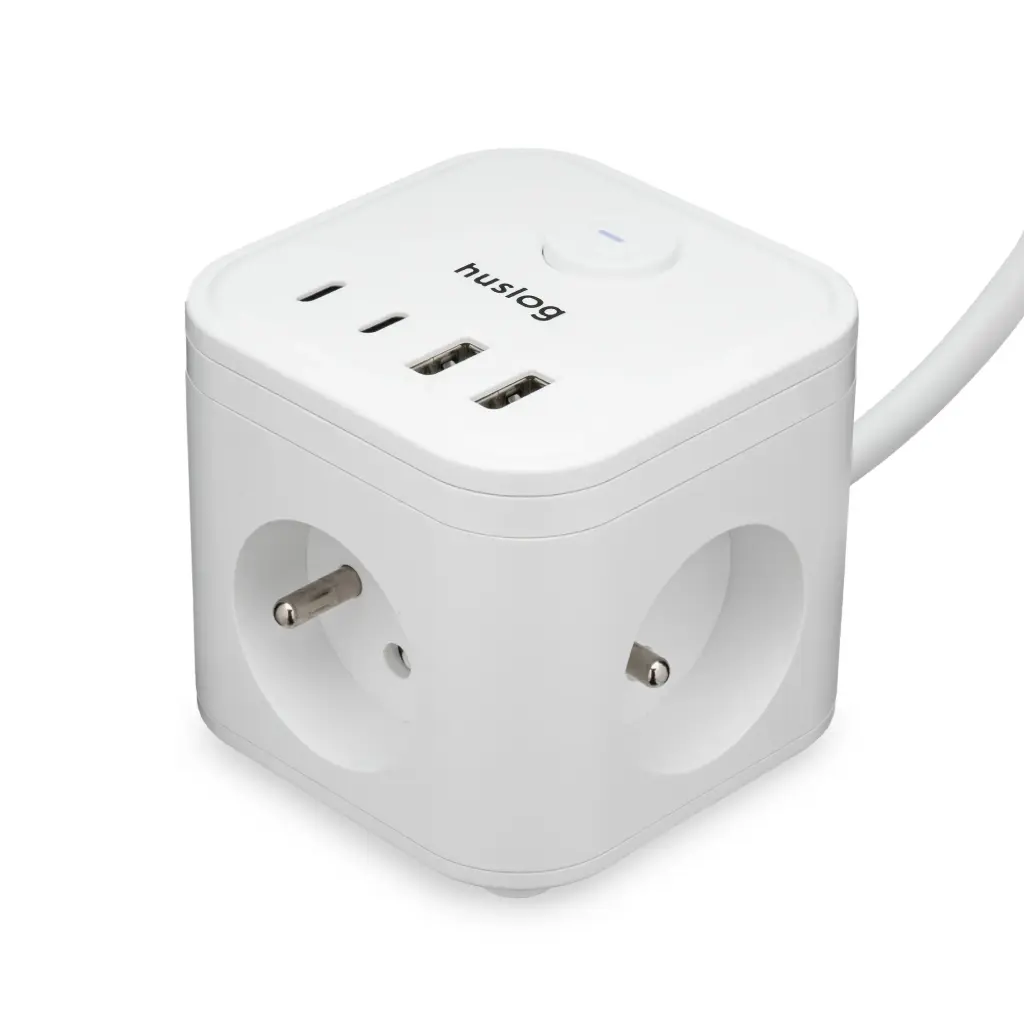 HUSLOG Cube extension cable with USB PowerHub white