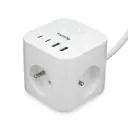 HUSLOG Przedłużacz kostka z USB PowerHub biały