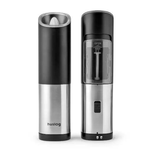 [OWN000043] HUSLOG Battery operated spice grinder set PepperPound silver
