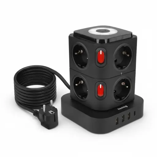 [OWN000130] HUSLOG Vertical extension cable with LED PowerTower black